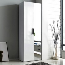 씨앤씨구스 원룸옷장 루킨스 하프 전신거울 광폭형 600 행거옷장 옷장, 화이트