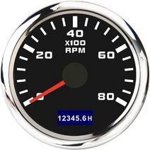 스피드건 타코메타 속도 측정기 52mm 센서 시간 3k-8k rpm 방수 시간계 게이지 lcd 디스플레이 해양 자동차 보트 요트 용 빨간색 백라이트 포함, 블랙 8K RPM