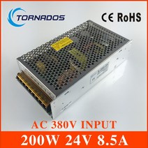 380vac 입력 24V 8.5A 출력 200W 높은 신뢰도 산업용 스위치 전원 공급 장치 AC-DC 컨버터 S-200-24, 01 24V_01 200w_01 380V