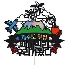 비비드레인 제주도 신혼 가족 여행 셀프 사진촬영 케이크토퍼, 1개, 73-제주도왓썹