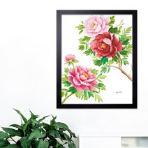 나봄갤러리 모란4 (40X31) 모란꽃그림 액자, 1.심플 블랙 액자
