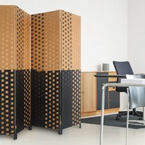 에코팩토리 인테리어 파티션 핸드메이드 라탄 칸막이 공간분리 가벽, [D-특대형] 투톤:브라운 높이180x넓이200cm