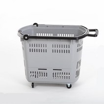 바퀴달린 대형마트 장바구니 손잡이있는 카트 바구니, 1개, 미디움 블루