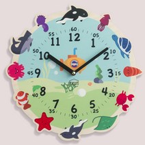 [베짓] 자작나무 교육용 벽시계 - 바다탐험대