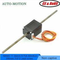 NEMA 11 300mm Tr5 2 리드 스크류가있는 비 캡 티브 스테퍼 모터 선형 34mm 0.75A 60mN.m, 01 28HS34-300T52