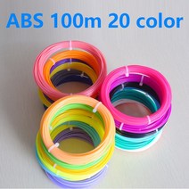 ABSPLA 3D 펜 필라멘트 1.75mm 3d 인쇄 안전 플라스틱 생일 선물 어린이 선물에 적용 24 시간 이내에 보내기, 03 ABS 20 colorsx5