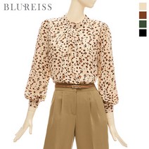 포커스 나염미들넥핀턱블라우스 BKF1BL5011