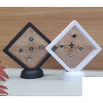 드라이플라워보관 메달 압화액자 미니액자 PE필름 탁상 입체 지폐 액자 양면 악세사리 거치, 화이트