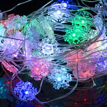 LED 큐빅 눈장식 50구 5V RGB색 백색 전구색 눈꽃모양 캠핑조명 크리스마스전구 트리구, 50구 전구색