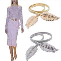 리프벨트 여성 금속 빈티지 벨트 체인 허리 탄성 패션, M리프벨트골드GD00648