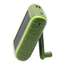 WERSH 야외 비상 보조배터리 태양열 손 흔들기 모바일 보조배터리 비상 보조배터리 USB 손 흔들기 충전기, 녹색