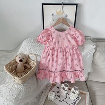 PigPug 한국 아동복 아기 원피스 유행 양기 소녀 여름 꽃무늬 치마 어린이 귀여운 공주 치마