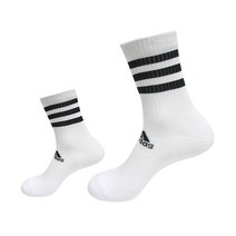 아디다스 3S 쿠션 크루삭스 3팩 화이트 남자 여자 스포츠 삼선 장목 중목 긴 양말 DZ9346