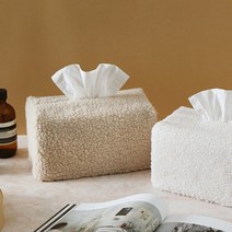 보들보들 뽀글이 양털 티슈커버 케이스, 베이지