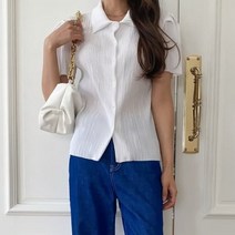 [바보사랑] 여성 여름 봄 네이시 주름 반팔 셔츠 남방