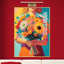 보고아트 꽃을 든 소녀 여인 여자 인물화 북유럽 카페 거실 그림 액자, [3] 꽃다발을 든 여인_A(입가에미소)