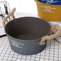 양철바스켓 양철통 빈티지 양철 양동이 바구니 철제 핑크 바께스, 그레이 22x10