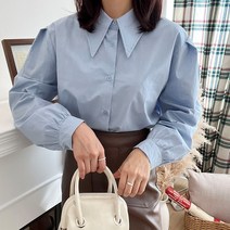 커밍투유 뾰족카라 퍼프 셔츠 블라우스