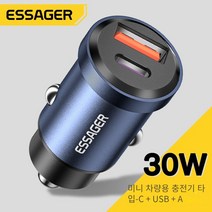 전기차 충전기 급속 베터리 충전기 Essager-자동차 고속 충전기 30W 5A QC PD 3.0 SCP USB c타입 아이, Purple 2 USB A