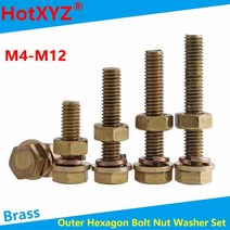 특수볼트M4M5M6M8M10M12 황동 외부 육각 볼트 너트 플랫 쿠션 탄성 패드 조합 세트 연장 나사 10 개, 03 M6(10PCS)_18 16mm