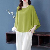 여성용 배트윙 슬리브 쉬폰 블라우스 아이버리아 A10 W255J114