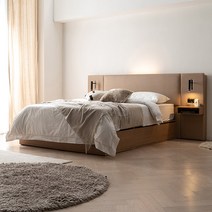 삼익가구 프레뉴 슈퍼싱글/퀸 LED 프리미엄 수납 호텔 침대 + 7존 독립 매트리스 포함, 02. 퀸;베이지+오크