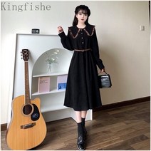 [Kingfishe]베이비 칼라 원피스 여성 겨울 긴팔 원피스 Kingfishe dian25101cz8