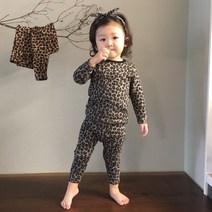 콩알옹알 호피 발열실내복 아기 유아 아동 맘원피스 3호 15호 17호 내의 잠옷 히트텍