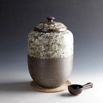 분청 들꽃 쌀독 10kg 소금단지 현관 소금항아리, 1개
