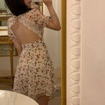 달콤한 드레스 여성 미니 짧은 소매 스퀘어 꽃 레저 스트리트웨어 Girls