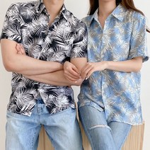 패션 커플룩 바캉스 셔츠 허니문룩 카라 휴양지 남자 꽃 웨딩 안 여행 여름 남방 남성 셔츠 바캉스룩