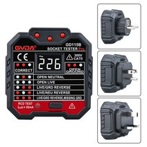 GVDA 소켓 콘센트 테스터 전압 감지기 전기 회로 차단기 파인더 접지 제로 라인 측정기, 협동사, GD115A-B-C, EU 플러그