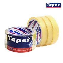 테이팩스 투명 OPP 테이프 16mm x 25M x 3입 선물포장 소포장용