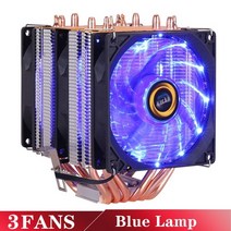 CPU쿨러 사일런트 rgb 6 히트파이프 ventilador pwm 4pin for, 3팬-블루, 4핀