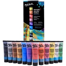 아크릴 물감 메탈릭 세트 12 x 1.02oz 36ml 튜브 12색 캔버스 카드 종이