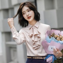 플러스 벨벳 쉬폰 셔츠 여성 긴팔 프릴 외국 스타일 가을 겨울 새로운 디자인 감각 틈새 따뜻한 두꺼운 흰색 셔츠