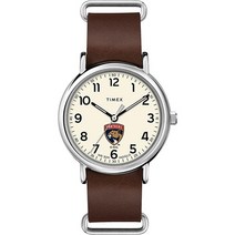 Timex 타이맥스 Tribute 남성용 NHL 위켄더 40mm 쿼츠 가죽 스트랩 Washington 캡itals
