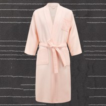 bathrobe 샤워 가운 까운 베스로브 배스로브 호텔 모텔 골프장 목욕 여성용 면 100 여름 드레싱 팜므 플러스 사이즈 타월 신부 들러리 롱 스트라이프 남성 잠옷, L, 분홍