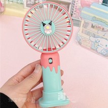산리오 선풍기 마이멜로디 마멜 쿠로미 폼폼푸린 강아지 시나모롤 시나몬롤 여름 아이스크림 색상 핸드헬드 팬 귀여운 휴대용 데스크탑 소형, 18.5x8.7x5cm, Kuromi