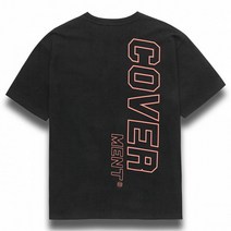 커버먼트 커버먼트(COVERMENT) 사이드 버티컬 빅로고 그래픽 프린트 오버핏 티셔츠_블랙(오렌지) (2586093)