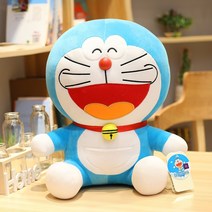 CNTCSM 도라에몽 피규어 뽀글이 장난감 라지 쿠션 팅커벨 고양이 인형 블루 뚱보 로봇 고양이 생일 선물, 크게 웃다, 48cm