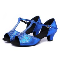스포츠댄스화 라틴댄스 라틴 댄스 신발 여성 살사 볼룸 힐 실내 부드러운 밑창 파티 탱고, 11 33, 02 Indoor Blue