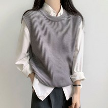 박남매 / 베이크 도톰 하찌 라운드넥 조끼 P000BGWS