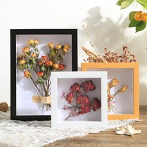 드라이 플라워 보존 액자 diy 입체 중공 36cm 두께감 표본 식물 곤충 전시 액자 입체 액자, 정사각형 16인치 [내경 40.6*40.6] 벽걸이, 흰색-중공 6cm