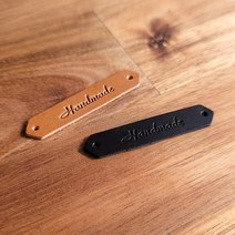 천연가죽 핸드메이드 육각형 라벨 55 x 10 mm 10개입 이태리 베지터블 통가죽, 오렌지 10개입