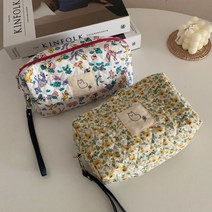 감성플라워 누빔 화장품 다용도 파우치