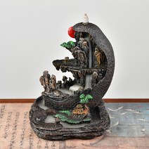 연기 폭포 역류 향 버너 크리에이티브 수지 홀더 향로 일출 산 강 수공예품 선물 홈 데코, CHINA