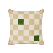 더콘란샵 체크 자수 쿠션 - 샌드앤본 화이트, Sand Bone White, One Size