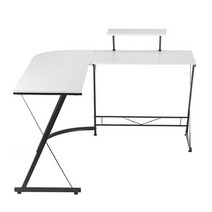 대형 모던한 스타일 L 모양 컴퓨터 코너 책상 나무 사무실 데스크탑 스탠드 홈 침실 가구, White