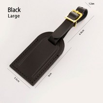 [케이로] 291813 TINBERON Vachetta 가죽 수하물 태그 여행 액세서리 남녀공용 가방 핸드백 럭셔리 장식 라벨, Black Large